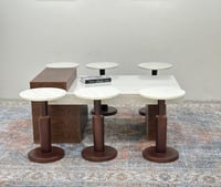 طقم طاولات 7قطع سطح بديل الرخام قاعده خشب قشرة سند...