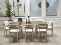 طاولة طعام 6كراسي سطح جوز قاعده خشب+2كريس هديه