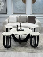 طاولات تقديم لون اسود 5 قطع