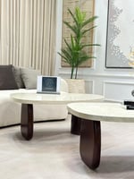 طقم طاولات حفر 3D بني اللون 5 قطع