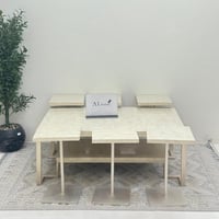 طقم طاولات دورين 7قطع سطح بديل رخام قاعده حديد لون...