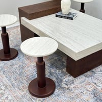 طقم طاولات 7قطع سطح بديل الرخام قاعده خشب قشرة سند...