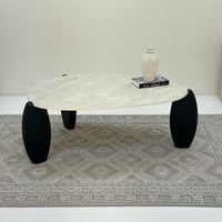 طاولة ستون سطح بديل حجر ملمس خشن قاعده خشب لون اسو...