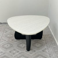 طاولة قهوة سطح بديل الرخام ترافنتينو ملمس ناعم قاع...