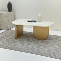 طاولة قهوة سطح بديل الرخام ترافنتينو ملمس ناعم قاع...