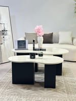 طاولتين كلياوي سطح بدي الرخام ملمس ناعم قاعده خشب...