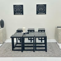 طقم طاولات 7قطع سطح زجاج قاعده حديد لون اسود