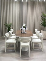 طاولة طعام 6كراسي سطح جوز قاعده خشب+2كريس هديه