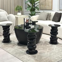 طقم طاولات صخور 5 قطع لون اسود