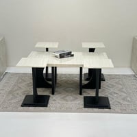 طقم طاولات بوهيمي مستطيل 5 قطع لون اسود