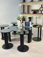 طقم طاولات بوهيمي دائري 7قطع مرايا اسود