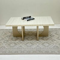 طاولة قهوة سطح بديل الرخام قاعده خشب لون مكس