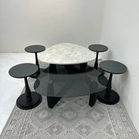 طقم طاولات 6قطع سطح الطاولة الاولى بديل حجر ملمس خ...