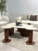 طقم طاولات 5 قطع سطح بديل الرخام ملمس ناعم قاعده خ...