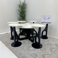 طقم طاولات 7قطع سطح بديل الرخام ملمس ناعم قاعده خش...