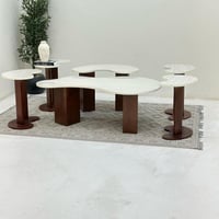 طقم طاولات 6قطع سطح بديل الرخام قاعده خشب لون بني