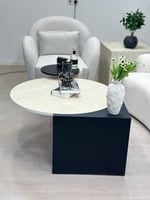 قطعتين طاولات تقديم سطح بديل الرخام قاعده خشب قشرة...