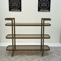 عربية تقديم 3 دور زجاج وحديد لون زيتي معدني 100*12...