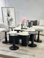 طقم طاولات كلياوي 8قطع سطح بديل الرخام قاعده خشب