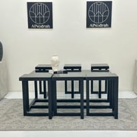 طقم طاولات 7قطع سطح زجاج قاعده حديد لون اسود