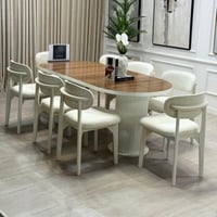 طاولة طعام 6كراسي سطح جوز قاعده خشب+2كريس هديه