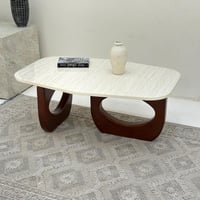 طاولة قهوة سداسي سطح بديل الرخام ترافنتينو ملمس نا...