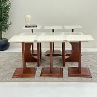 طقم طاولات بوهيمي مستطيل 7قطع بني