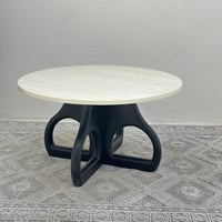 طاولة قهوة سطح بديل الرخام ملمس ناعم قاعده خشب لون...