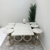 طقم طاولات 7قطع سطح بديل الرخام ملمس ناعم قاعده خش...