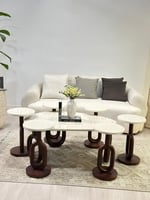 طقم طاولات حلقات 7 قطع بني ناعم