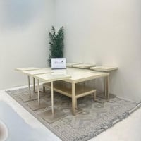 طقم طاولات دورين 7قطع سطح بديل رخام قاعده حديد لون...