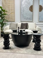 طقم طاولات صخور 5 قطع لون اسود