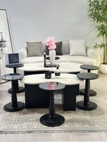 طقم طاولات كلياوي 8قطع سطح بديل الرخام قاعده خشب