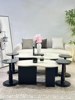 طقم طاولات كلياوي 6قطع سطح بديل الرخام قاعده خشب