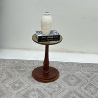 طاولة خدمة سطح زجاج قاعده خشب لون بني