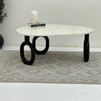 طاولة قهوة سطح بديل الرخام ترافنتينو ملمس ناعم قاع...