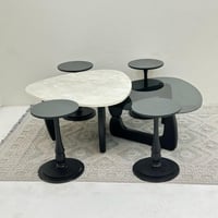 طقم طاولات 6قطع سطح الطاولة الاولى بديل حجر ملمس خ...