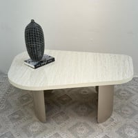 طاولة قهوة سطح بديل الرخام ترافنتينو ملمس ناعم قاع...
