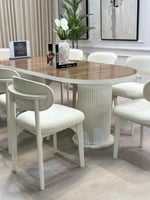 طاولة طعام 6كراسي سطح جوز قاعده خشب+2كريس هديه