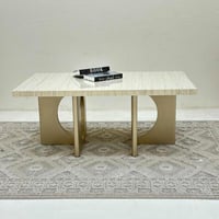 طاولة قهوة سطح بديل الرخام قاعده خشب لون مكس