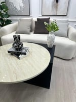 قطعتين طاولات تقديم سطح بديل الرخام قاعده خشب قشرة...