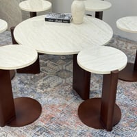 طقم طاولات بوهيمي دائري 7 قطع بني