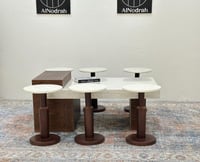 طقم طاولات 7قطع سطح بديل الرخام قاعده خشب قشرة سند...