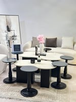 طقم طاولات كلياوي 8قطع سطح بديل الرخام قاعده خشب