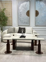 طقم طاولات 5قطع سطح بديل الرخام ترافنتينو ملمس ناع...