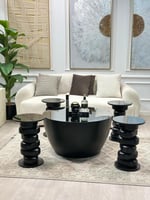 طقم طاولات صخور 5 قطع لون اسود