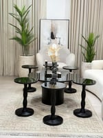 طقم طاولات حلزوني 7 قطع اسود