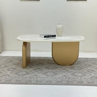 طاولة قهوة سطح بديل الرخام ترافنتينو ملمس ناعم قاع...