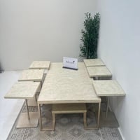طقم طاولات دورين 7قطع سطح بديل رخام قاعده حديد لون...