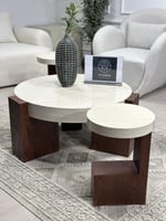 طقم طاولات L قطع5 سطح ناعم لون بني